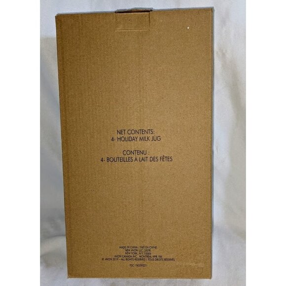 Avon Set of 4 Holiday Milk Bottles 8oz – Christmas Glass Jars with Lids NIB - Picture 3 of 5